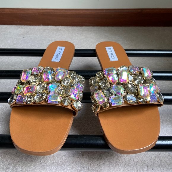 STEVE MADDEN Shoes - STEVE MADDEN Women Brionna Crystal Embellished Slide Sandals - NEW NWOB